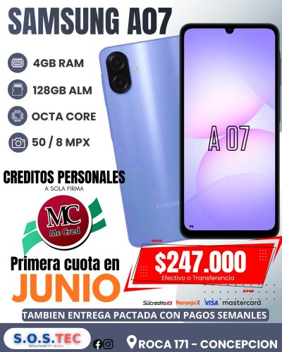 SAMSUNG A07 4GB/128GB